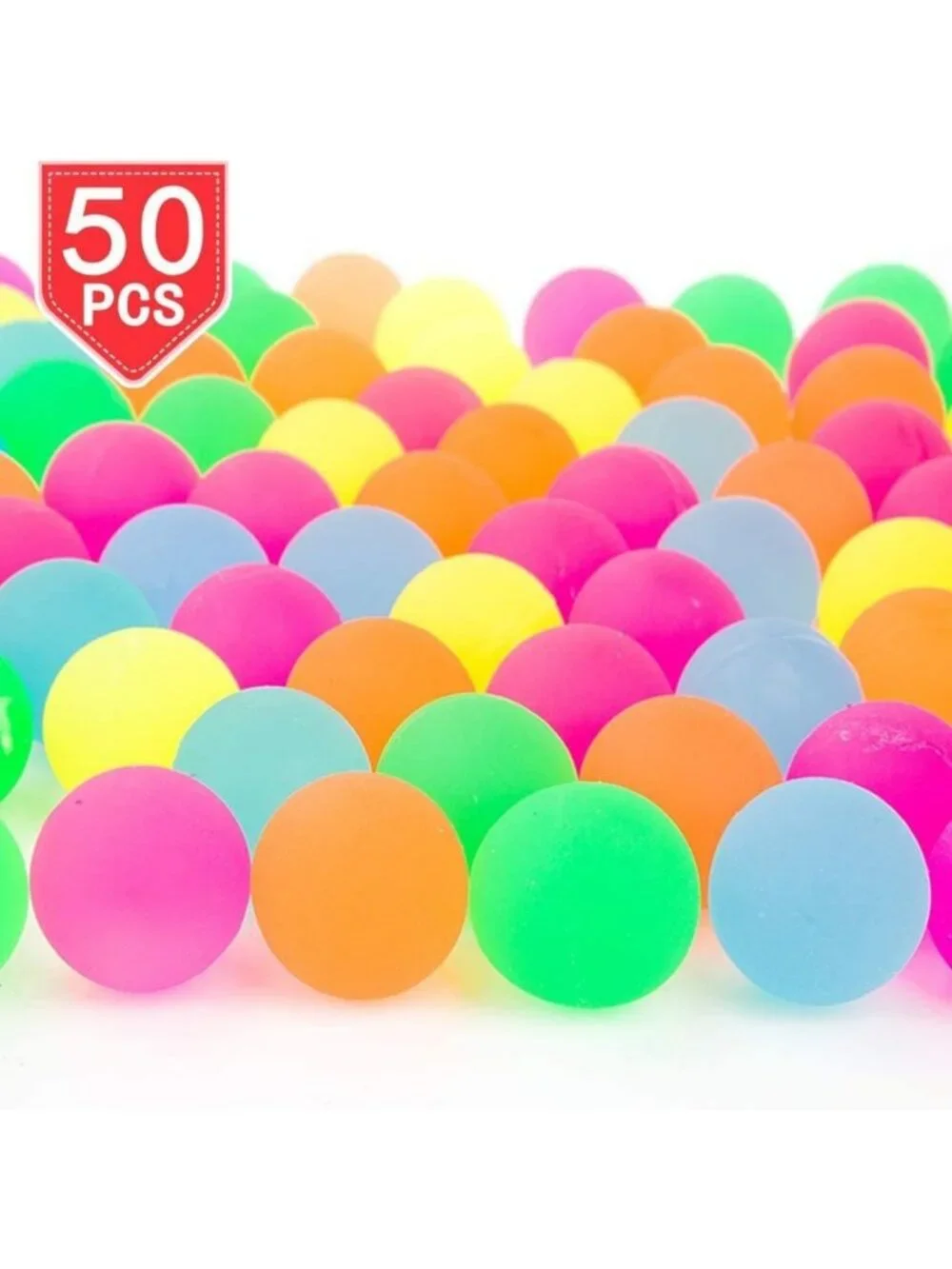 50 Pcs Glow in the Dark Bouncy Rubber Balls - Neon Pet Toys, 1.25